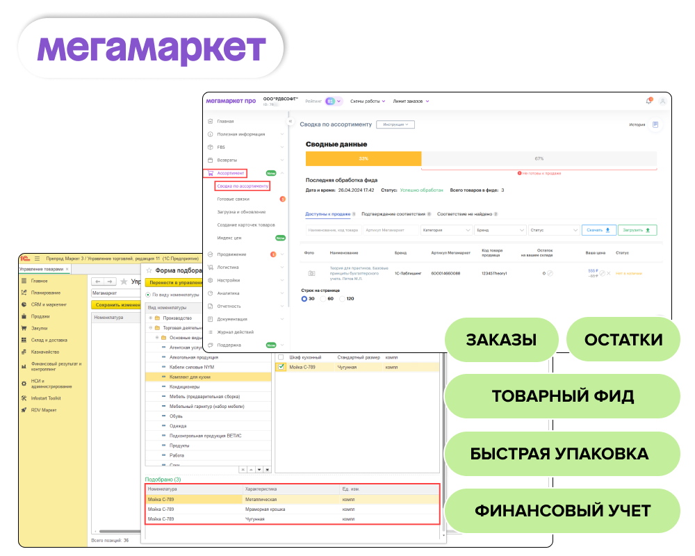 Интеграция 1С УНФ и МегаМаркет